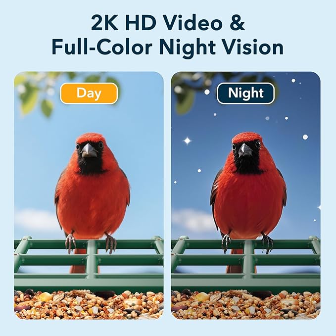 Bird Feeder with Camera Solar Powered, AI Identify & Auto Capture with 32GB Card, 2K HD Live Video Smart Bird Feeder Camera Instant Notifications in Backyard, Gift for Bird Lovers