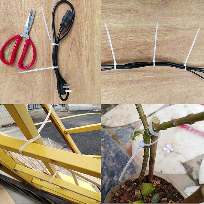 1000 pcs 6 inch Cable Zip Ties Heavy Duty, Premium Plastic Wire Ties with 18 LBS Tensile Strength, UV Resistant Cable Ties, Self-Locking White Nylon Tie Straps