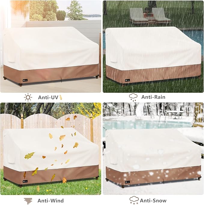 Outdoor Couch Cover for Patio Furniture - Heavy Duty Waterpoof All-Weather 3-Seater Patio Sofa Cover, 85"x38"x35" (Beige)