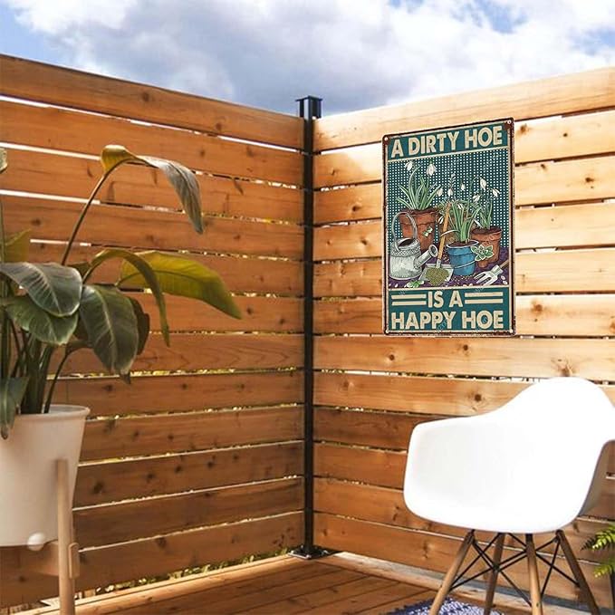 Funny Metal Signs A Dirty Hoe Is A Happy Hoe Vintage Tin Sign Retro Wall Decor for Home Office Farmhouse Yard Garden Shop Cafe Indoor Outdoor 8×12 Inches