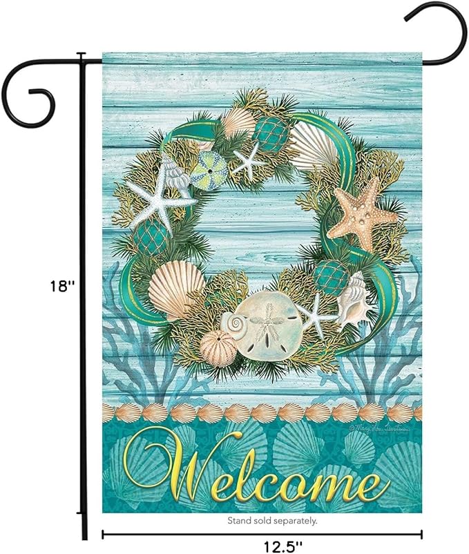 Briarwood Lane Coastal Wreath Summer Garden Flag