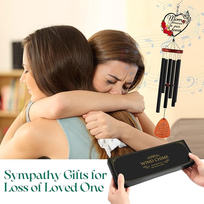 Kathfly Sympathy Wind Chimes for Loss of Loved One, 28" Memorial Wind Chimes for Outside, Bereavement Condolence Funeral Windchime Funeral Gift for Gifts for Loss of Loved One Mother Father Husband