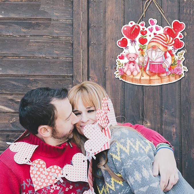 3Pcs Valentine's Day Decorations Romantic Hanging Paper Sign Front Door Hanger Wreath Decor Indoor Outdoor Decor for Valentine Party Home Farmhouse Wall Porch Yard Window Decoration Supplies