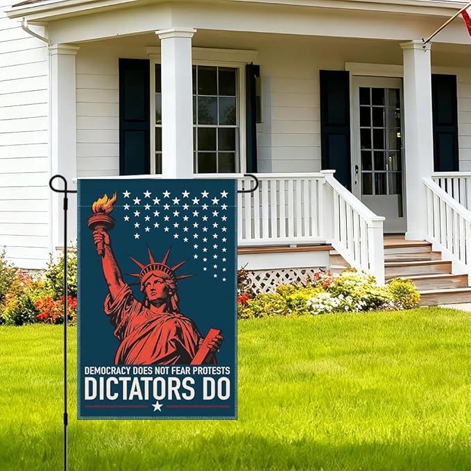 RZHV Democracy Does Not Fear Protests Dictators Do Double-Sided Garden Flag for Outdoor House Yard Sign Garden Decor Parade, Kindness Social Justice Yard Sign, Protest Signs Outdoor Banner