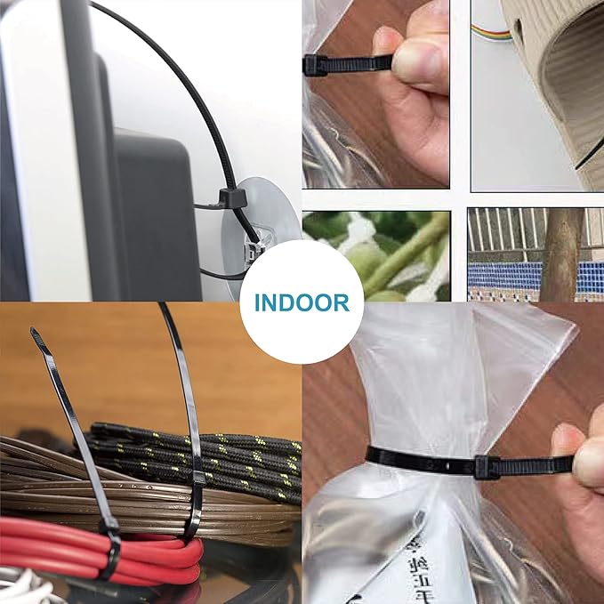 Zip Ties 8 inch with 40 lb Tensile Strength, Black Cable ties, 1000 Pack, ANOSON