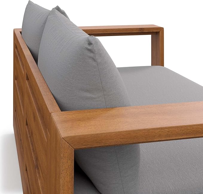 Modway Tahoe Acacia Wood Outdoor Patio Loveseat in Natural Light Gray with Weather-Resistant Cushions - Ideal as a Patio Couch, Outdoor Sofa, or Wood Couch