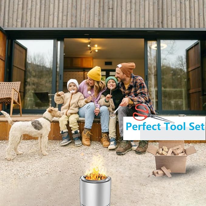 Mini Fire Stick Tongs Pellet Scoop Set Compatible with Solo Stove Mesa/XL, Fireplace Tabletop Fire Pit Accessories, Grabber Tools for Mini Firewood & Pellet Handling