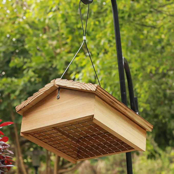 STARSWR Suet Upside Down Bird Feeder,10" x 10" Large Hanging Bird Feeder Outside Suet Cake Feeder Easy to Clean