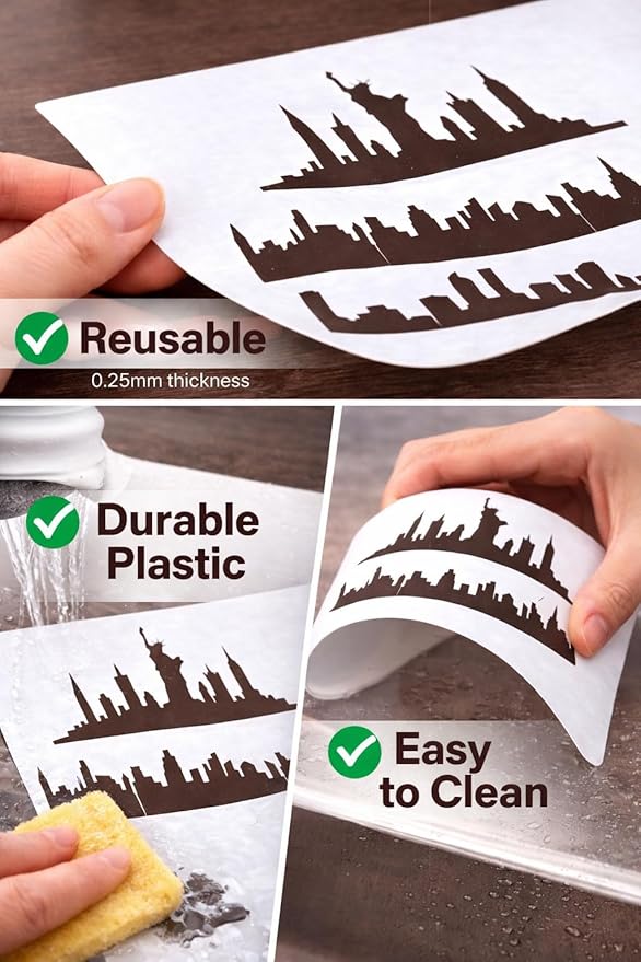 City Silhouette Stencil – Skyscraper Urban Skyline Design Template Pattern Reusable Art Stencil for Painting, Crafting and DIY Projects
