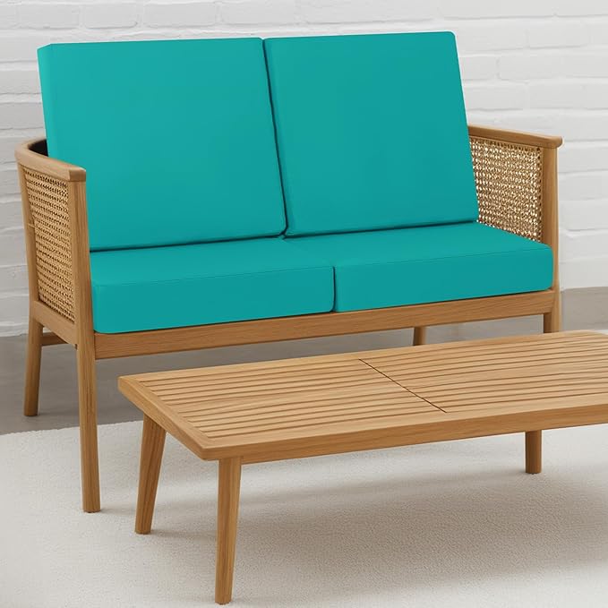 idee-home Outdoor Cushions for Patio Furniture, Outdoor Seat Cushion, Waterproof Hampton Bay Deep Seat Replacement Couch Chair Cushions for Garden Lawn Backyard Deck, Blue 24 x 26