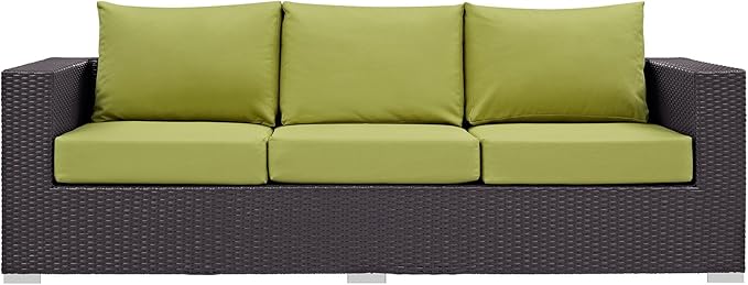 Modway Convene Wicker Rattan Outdoor Patio Sofa in Espresso Peridot