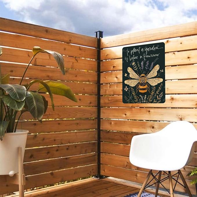 Funny Bee and Flowers Metal Signs to Plant A Garden Is To Believe In Tomorrow Vintage Tin Sign Retro Wall Decor for Home Farmhouse Yard Garden 8×12 Inches