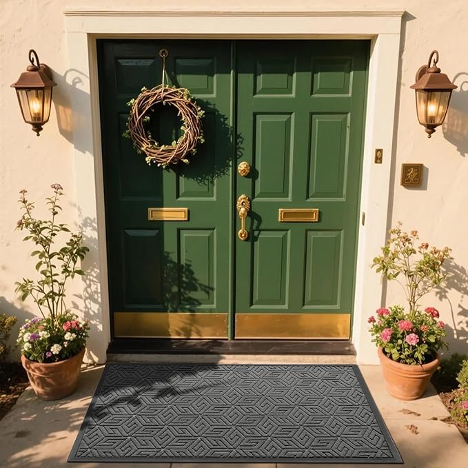 Yimobra Extra Large Door Mat 60x36, All-Weather Waterproof Outdoor Mats for Front Door, Non Slip Rubber Doormat for Patio Proch Outside Entryway Indoor, Gray