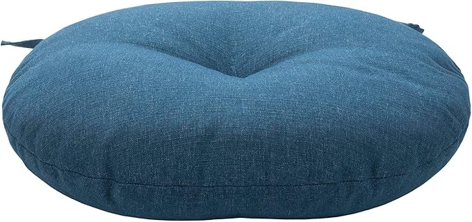 Bistro Chair Cushions 15 inch,Set of 2,Tufted Round Chair Cushions with Ties,15"x15"x4",Water Resistant Round Seat Cushion for Barstool Chairs,Patio Garden Kitchen Outdoor Furniture(Denim Blue)