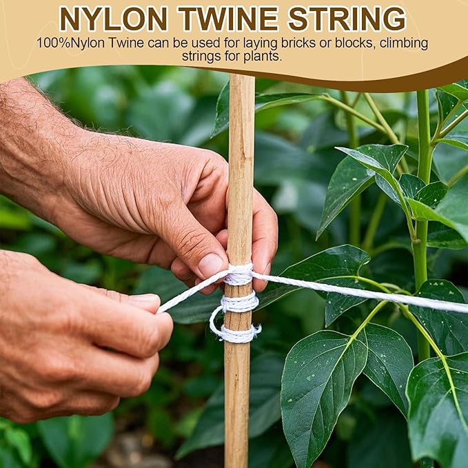 White Nylon String,984ft 2mm Nylon Cord Twine for Garden,Tomato,Climbing Plant,Tie Floristry,Fishing,Wrapping,Camping and Outdoor Survival,Netting Home Improvement