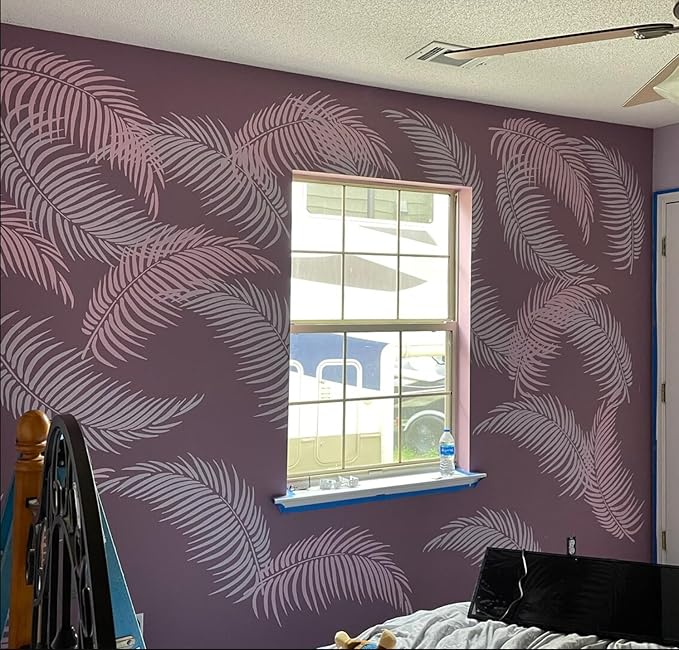 Large Leaf Stencils for Painting on Walls Palm Stencil Tropical Leaves Stencils for Crafts Furniture Wood Fabrics