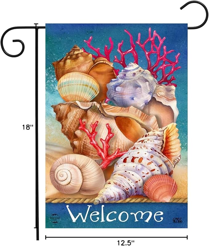 Seashell Welcome Summer Garden Flag Beach Nautical 12.5" x 18" Briarwood Lane