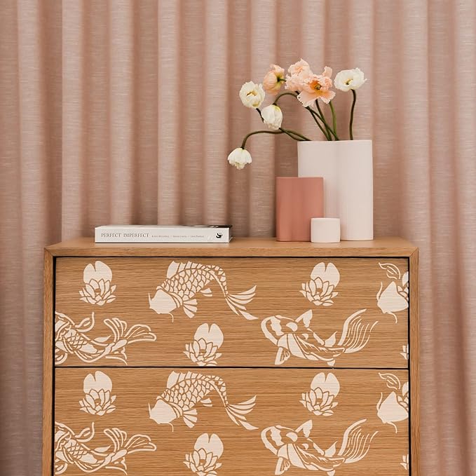 FINGERINSPIRE Koi Lotus DIY Stencils - Wall/Painting/Window - 11.8x11.8 inch Reusable Mylar Art Craft Template