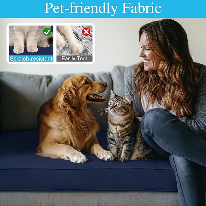 Amagenix Custom Bench Cushion for Outdoor/Indoor Furniture, Bay Window Seat/Porch/Swing Cushion, Waterproof & Fade-Resistant, Optional Non-Slip Bottom, Ties, Handle, Dual-Sided Stripes Direction