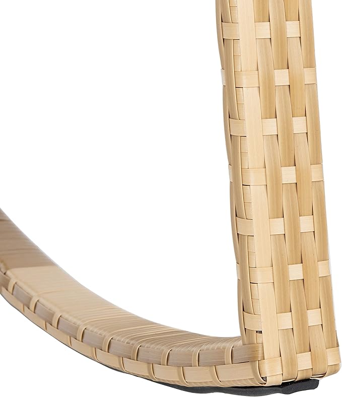 SAFAVIEH Outdoor Collection Daire Woven Natural/White Cushion Rocking Chair for Patio Porch Backyard Sunroom