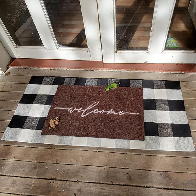 AAZZKANG Door Mat Outdoor Welcome Mat with Non Slip Rubber Backing Quickly Absorb Mud Easy to Clean Entry Doormat for Indoor High Traffic Areas Front Door