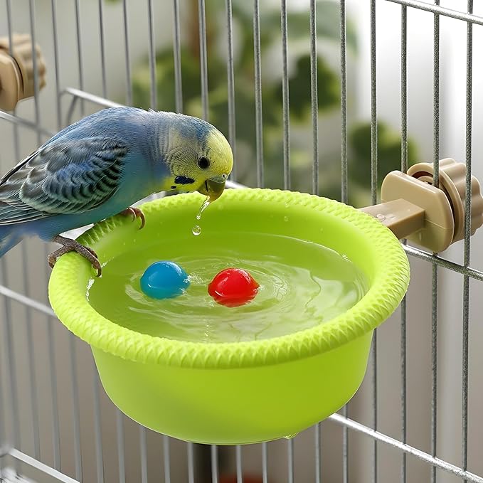 Bird Bath for Cage Multi-Function Small Tub Bowl for Hang Inside Cage Birdbath Shower Cages Parrot Supplies Bathing Tub for Parrot/Parakeets/Cockatiels/Canary/Budgerigar