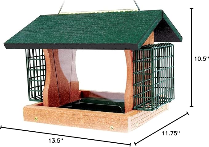 Woodlink Going Green Large Premier Bird Feeder With Suet Cages Model GGPRO2, Plastic, 13.5"L x 11.75"W x 10.5"H