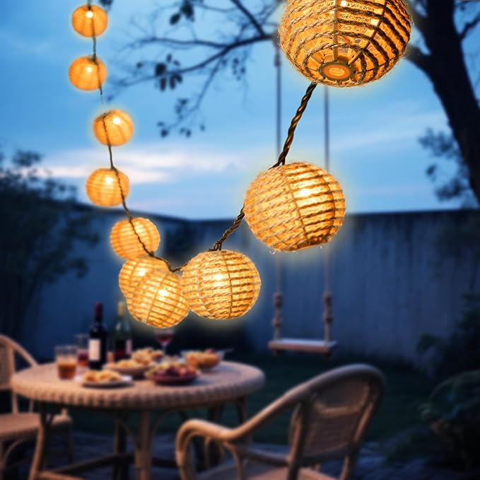Outdoor-String-Lights-Waterproof, Boho String Lights for Patio, Garden, Porch, Balcony, Gazebo Decorative (Twine Ball)