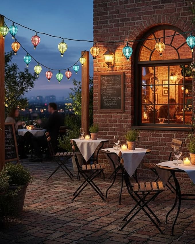 Multicolor Outdoor String Lights with 10 Bulbs, 11FT Connectable UL Listed Backyard Patio String Lights Hanging Indoor Outdoor for Patio Garden Gazebo Bistro Party Wedding
