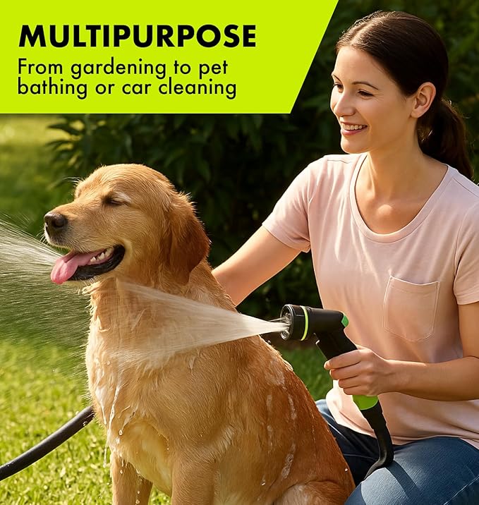 Flexible Garden Hose 50ft – Lightweight, Kink-Free Heavy Duty Water Hose – Abrasion Resistant All-Weather Garden Hose for Yard, Car, Outdoor Use