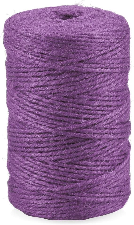 JijAcraft Jute Twine String 328 Feet, 2mm Colored Natural Hemp for Gift Wrapping, 3-Ply Purple for Climbing Plant, Garden Craft, DIY Christmas Handmade Arts, Gift Decoration