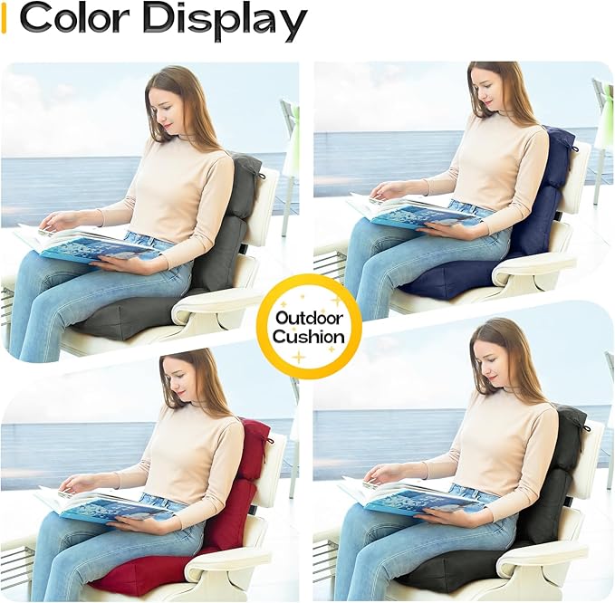MAGIC ELEPHANT High Back Chair Cushion, Indoor Outdoor Memory Foam Chair Cushion with Ties for Adirondack and Rocking Chair, Waterproof Replacement Patio Cushion for Chair (Grey)