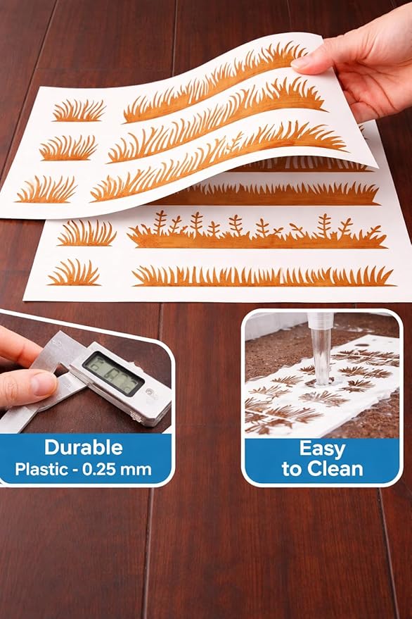Grass Stencil – Landscape Grass Border Pattern Reusable Template for Painting, Crafting, Walls, DIY Art and Home Decor