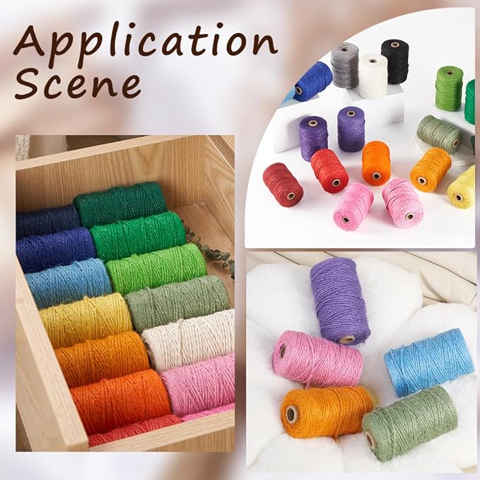 100M/328 Feet 1mm Jute Twine String Thin Hemp Cord Camel Macrame Thin Natural Jute Hanging Handmade Wrapping Garden Roll Rope Thread for Gardening Home Gift Packing Wrapping Craft Decoration