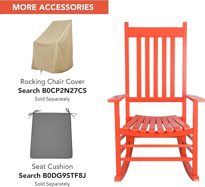 Shine Company Vermont Rocking Chairs, Outdoor Front Porch Rocker Set of 2, Tuscan