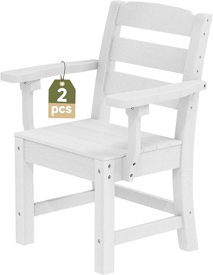 YITAHOME HDPE Chairs Set of 2, Sturdy Patio Chair w/Max Bearing 330 LBS, All-Weather Outdoor Patio Chairs for Terrace, Garden, Backyard, Poolside, Gray