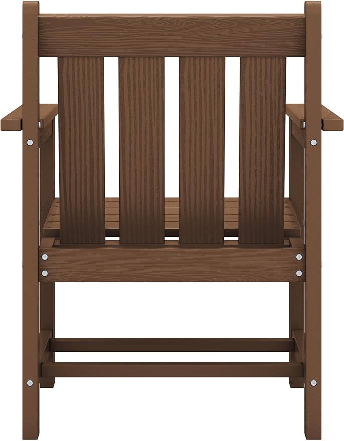 SEWRWALL Patio Furniture Set, HDPE Material All Weather Use Adirondack Chair Set with Side Table for Balcony, Porch, Garden, Backyard- Brown