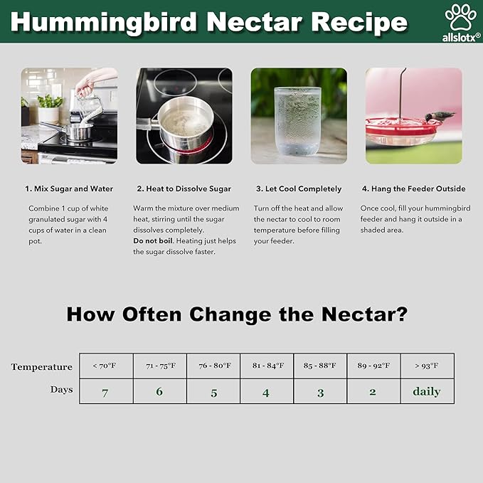 Hummingbird Feeders for Outdoors Hanging - 8 Ports 16 oz Nectar Capacity, Ant Wasp Bee Proof, Leak-Proof with Sealing Ring, Reinforced Hanging Hook, Easy to Clean by Includes Cleaning Brushes