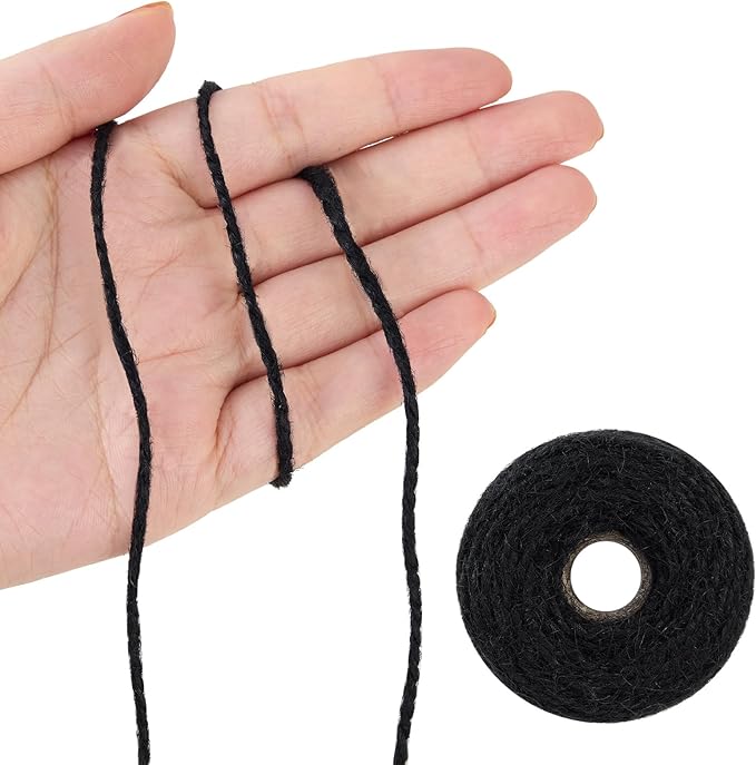 328 Feet 2mm Thick Black Natural Jute Twine, Garden Twine Heavy Duty Industrial Packing Materials String Wrapping, Arts, and Crafts, Halloween Wrapping, Gardening Applications