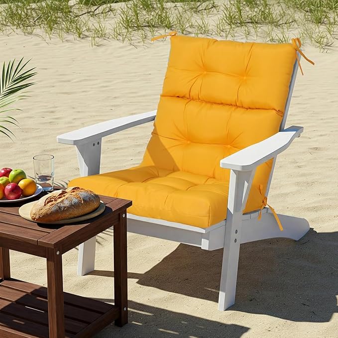 High Back Chair Cushions Set of 2, Adirondack Chair Cushion with Waterproof, Rocking Chair Cushion for Outdoor Patio, Garden Porch 45”x 22”x 4 (2, Yellow B)