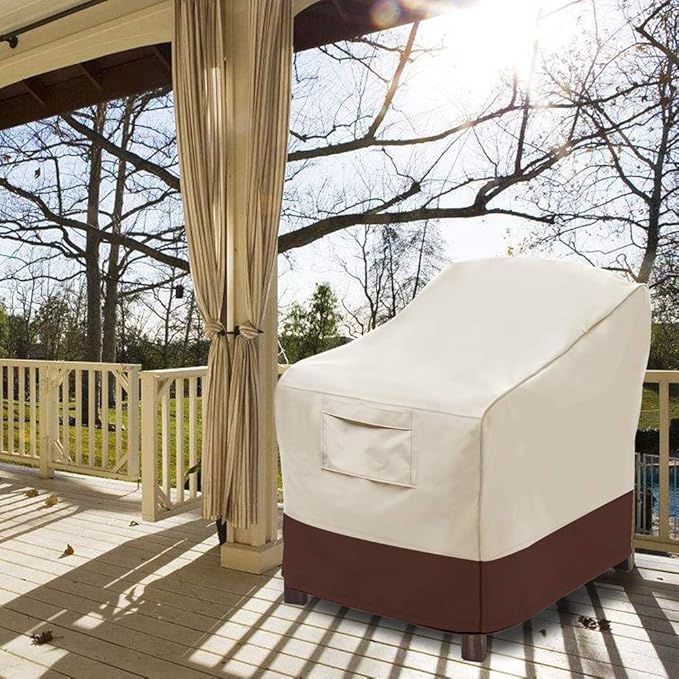 Vailge Patio Chair Covers, Lounge Deep Seat Cover, Heavy Duty and Waterproof Outdoor Lawn Patio Furniture Covers (4 Pack - Medium, Beige & Brown)