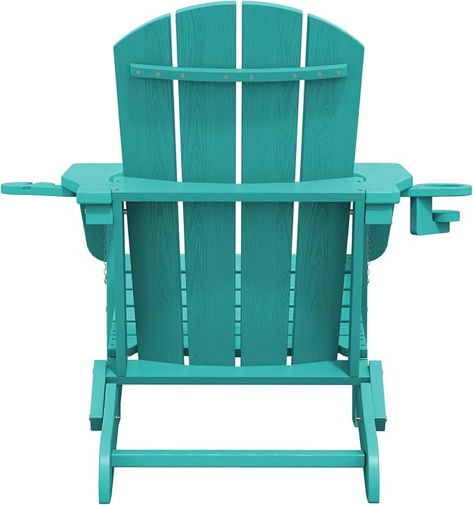 SERWALL Adirondack Chair with Cup Holders - Composite Adirondack Chairs Set of 4 HDPE Outdoor Chairs All Weather Use- Aruba