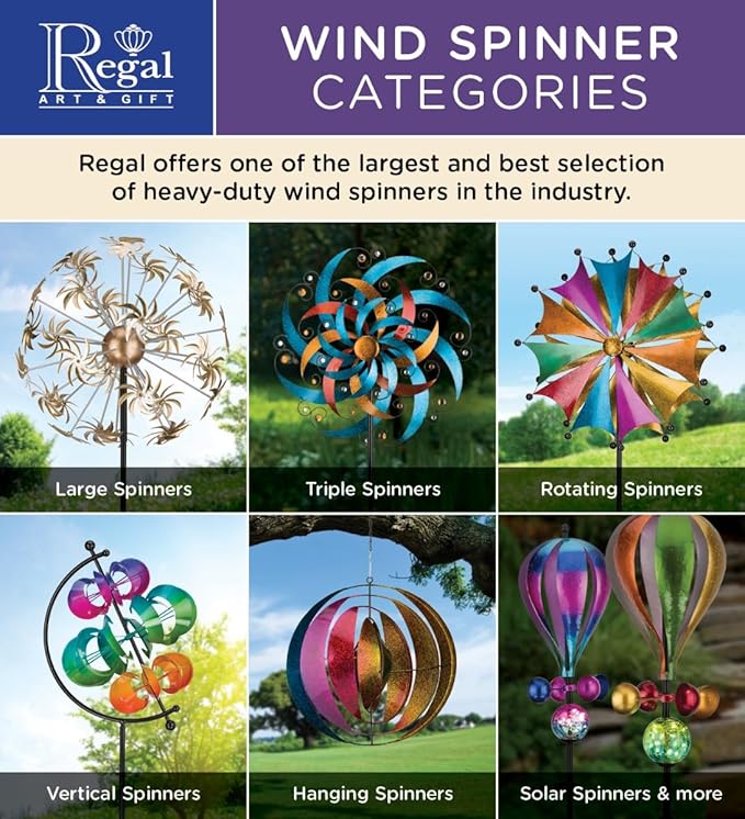 Regal Art & Gift Shell Wind Spinner – Metal Yard Decorations Outdoor | Kinetic Garden Spinner for Lawn, Pathway, or Flower Bed | Weather-Resistant Outdoor Sculpture - 85 Inch