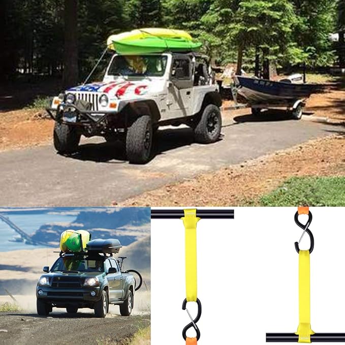 Soft Loop Tie Down Straps 1800Lbs Load Capacity, Tie Down Loops for Securing ATV UTV Motorcycles Scooters Dirt Bikes Lawn Garden Equipment Yellow (8 Pack)