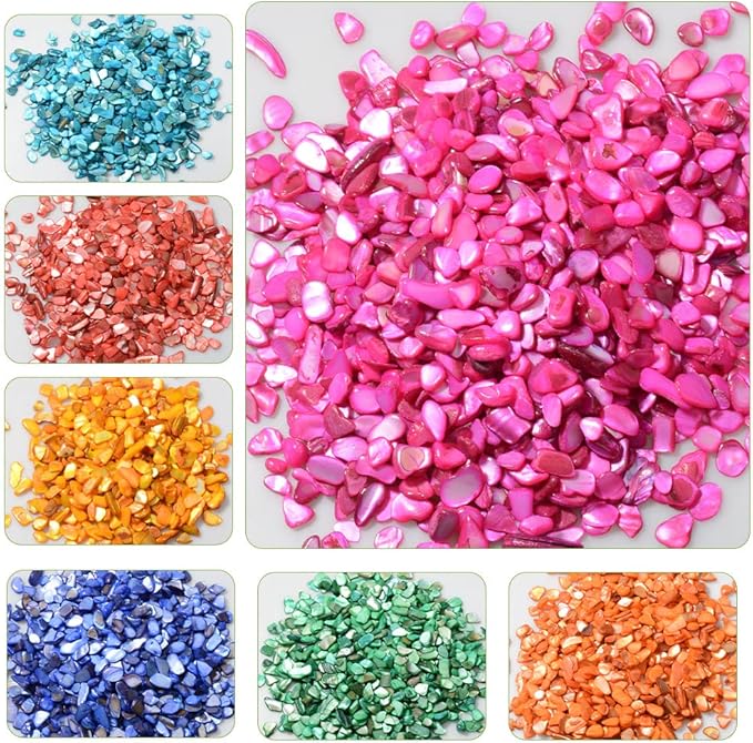 QICQDRAM Crushed Shells for Crafts About 1LB (405g/14.28oz) Small Natural Crushed Shells Bulk for Crafts DIY Beaching Wedding Decoration Vase Fillers (Green)
