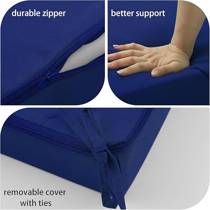 Outdoor Cushions for Patio Furniture, Outdoor Seat and Back Cushion, Waterproof Hampton Bay Deep Seat Replacement Couch Cushions for Garden Lawn, 28.5x28.5 Navy