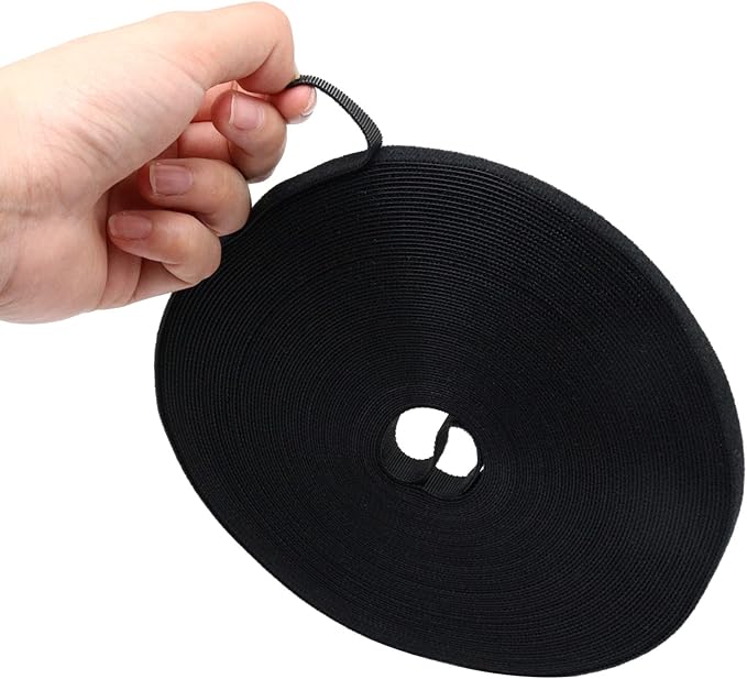 Plant Ties 65.6 Feet, Plant Tape Reusable Nylon Hook and Loop Tape, Garden Strap for Climbing Plants Supports, Tree Ties for Flower Vine Tomato Branches, Cable Wire (Black)