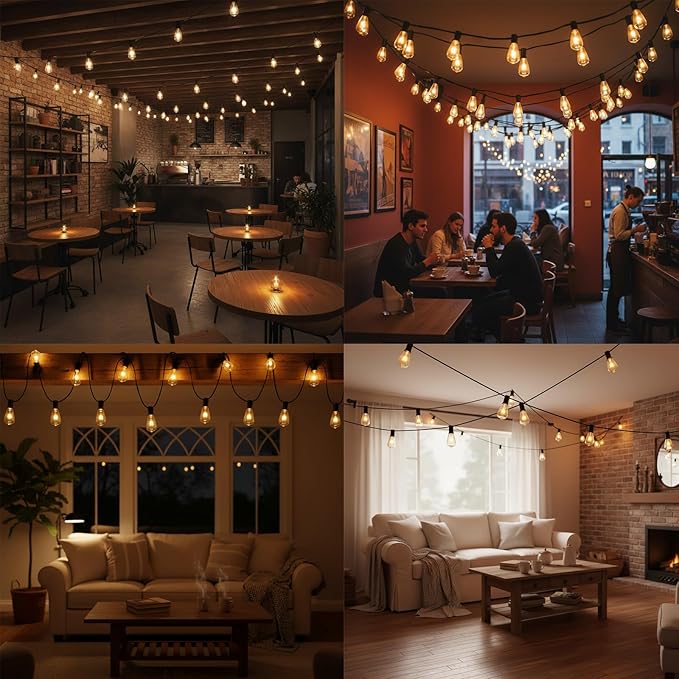20Ft Outdoor String Lights,Edison Bulb String Lights with 22 Clear Edison Bulbs (2 Spare) UL Listed,Outdoor Patio Lights Waterproof for Outside Patio Backyard Party Deck Yard