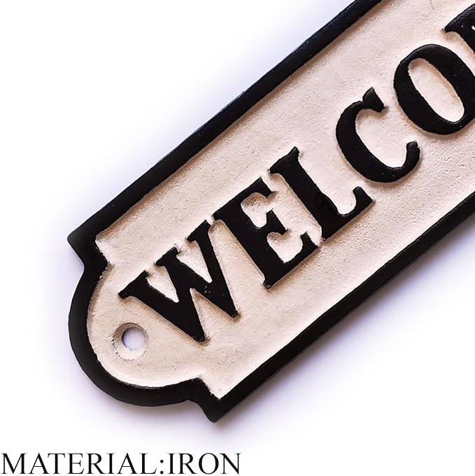 Vintage Iron Welcome Signs - Retro Style Decorations for Front Door, Yard, Porch,Office,Store and Farmhouse - welcome home decorations