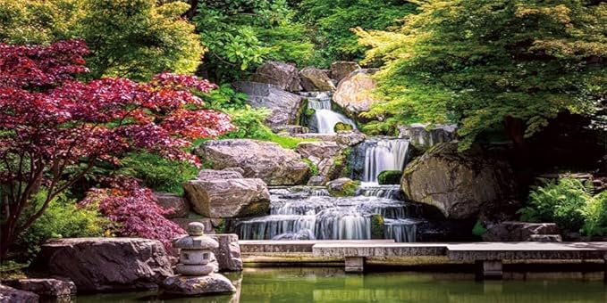 Yeele 20x10ft Garden Nature Landscape Backdrop Waterfall Maple Trees Bridge Park View Photography Background Travel Picnic Children Adults Portrait Shooting Vinyl Wallpaper Photo Studio Props